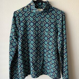 Anthropologie Maeve Floral Mock Neck w/ Button Neck/Shoulder Size M